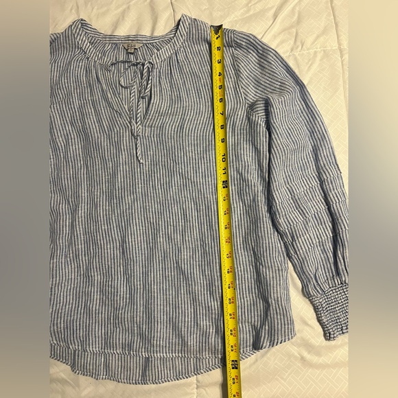 Rails $188 Caterina Top Blue White Sanibel Stripe Linen Blend Blouse Size Small - Picture 8 of 11